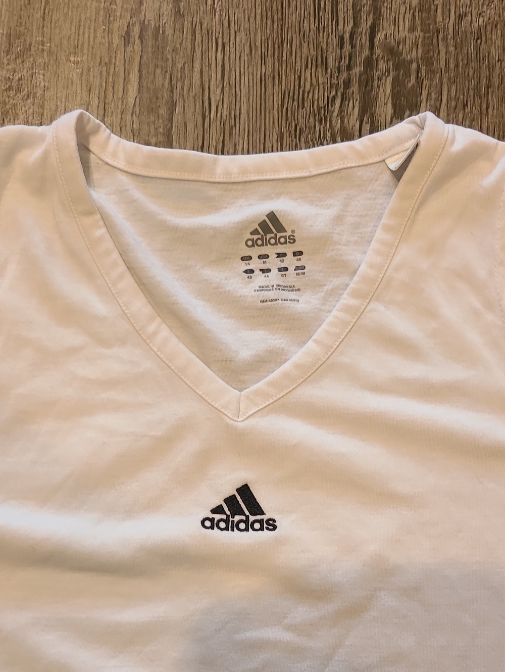 adidas White V-Neck Athletic Tank with Black Side Stripes Size Medium - Picture 2 of 4